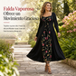 Vestido largo tipo corsé negro de manga larga con cuello cuadrado, cordones y panel de malla bordado de flores