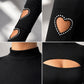 Top ajustado de cuello alto con abertura en forma de corazón para mujer
