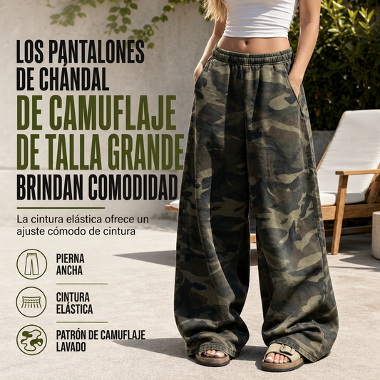🎯OPORTUNIDAD🎯Pantalones de chándal anchos de corte vintage lavados para mujer