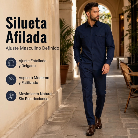 🎯 ¡50 % de descuento + envío gratis! 🚚 Conjunto de dos piezas de poliéster para hombre: camisa y pantalón