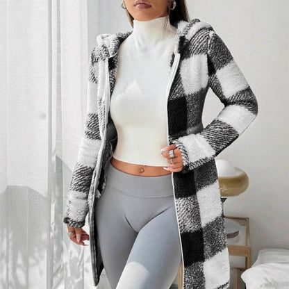 🔥 50% OFF + 🚚 ENVÍO GRATIS 🧥 Chaqueta de Cuadros con Cremallera y Capucha para Mujer – Cálida, Casual y Elegante ✨
