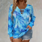 ⚡REBAJA EXPRESS⚡Top de mujer con estampado tie-dye, cordones y cuello en V