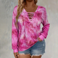 ⚡REBAJA EXPRESS⚡Top de mujer con estampado tie-dye, cordones y cuello en V