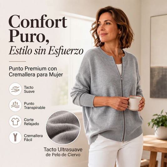 🚚50% OFF + ENVÍO GRATIS🚚 Chaqueta de punto con cremallera casual para mujer