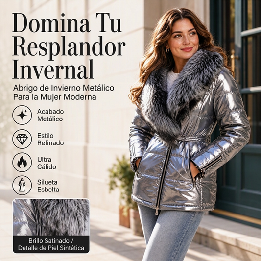 🔥 50% DTO + ENVÍO GRATIS 🚚 Chaqueta acolchada para mujer – cuello de piel sintética, cálida y elegante