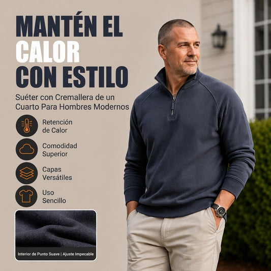 🔥 50% DTO 🧥 Suéter de hombre con cuello alto y medio cierre – moderno y cómodo