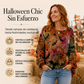 Top de punto de ganchillo con calabaza de Halloween para mujer