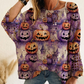 Top de punto de ganchillo con calabaza de Halloween para mujer