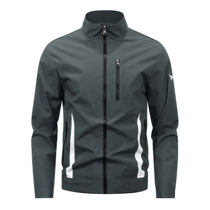 Chaqueta casual para hombre, con cuello alto y cremallera