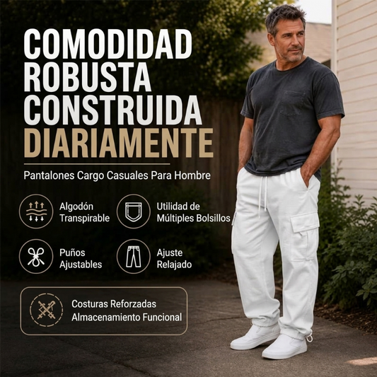 Pantalones cargo casuales con cordón para hombre