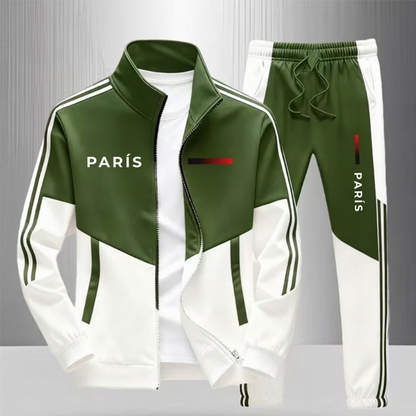 🔥 50% OFF + 🚚ENVÍO GRATIS 🔥 Conjunto de chaqueta con cremallera y pantalones con cordón para hombre de bloques de color