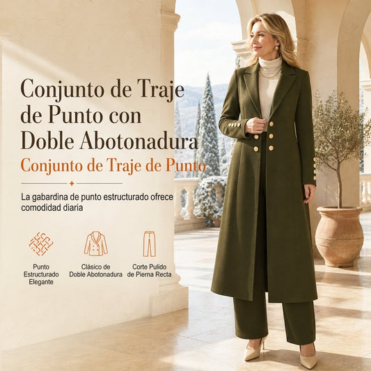 🔥 50% DTO + ENVÍO GRATIS 🚚 Conjunto elegante de 2 piezas para mujer – abrigo retro de manga larga y pantalones sencillos