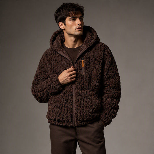 🔥 50% OFF + Envío Gratis 🧥 Chaqueta de forro polar con capucha y cremallera para hombre