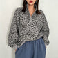 🔥 50% OFF 🐆 Sudadera de manga larga para mujer – estampado de leopardo y cremallera de un cuarto