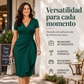 Vestido envolvente elegante para mujer con cuello en V y volantes