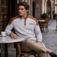 Sudadera de punto gofrado con cuello alto para hombre