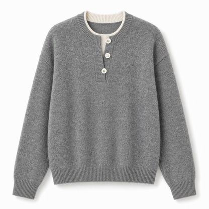 🏷️ MITAD DE PRECIO🏷️ Conjunto de punto de dos piezas para mujer – cuello en V y botones, estilo casual