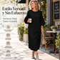 Vestido midi de punto texturado con manga farol para mujer