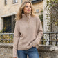 Jersey de punto casual para mujer con cuello alto