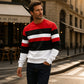 Sudadera casual de rayas para hombre con cuello redondo