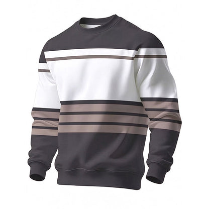 Sudadera casual de rayas para hombre con cuello redondo