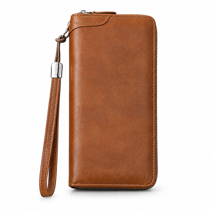 Cartera de mano con cremallera para hombre de Men Long, gran capacidad y multifunción con tarjetero