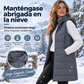 Chaleco acolchado con capucha de longitud media para mujer