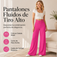 Pantalones casuales de mujer de talle alto y pierna ancha