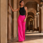 Pantalones casuales de mujer de talle alto y pierna ancha