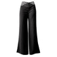 Pantalones casuales de mujer de talle alto y pierna ancha