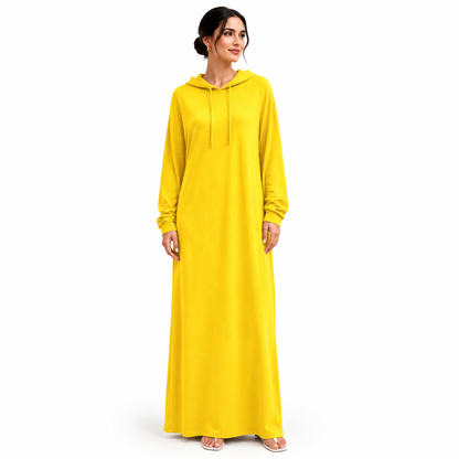 Vestido casual con capucha de color liso para mujer