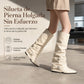 Botas altas de cuero suave para mujer – punta afilada, caña holgada hasta la rodilla y tacón grueso de bloque