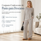 Conjunto de salón para mujer – manga larga a rayas, cuello redondo y pantalón con cordón