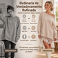 Sudadera elegante de longitud media con ribete de encaje para mujer