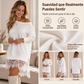 Sudadera elegante de longitud media con ribete de encaje para mujer