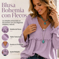 Top de manga larga con cuello en V casual para mujer