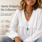 Top de manga larga con cuello en V casual para mujer