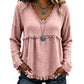 Top de manga larga con cuello en V casual para mujer