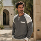 Hombre Casual de Color-Block Tejido de Waffle Henley Superior