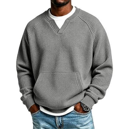 Sudadera casual de punto waffle para hombre