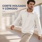 Sudadera de punto jacquard de manga larga informal para hombre con cuello de solapa