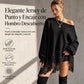 Vestido de punto oversize de hombros al descubierto para mujer, con bajo asimétrico de encaje floral