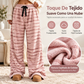 ✨ Pantalones de pierna ancha de felpa de doble cara con rayas para mujer – suaves y cálidos