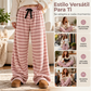 ✨ Pantalones de pierna ancha de felpa de doble cara con rayas para mujer – suaves y cálidos