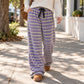 ✨ Pantalones de pierna ancha de felpa de doble cara con rayas para mujer – suaves y cálidos