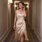Vestido entallado de mujer de cuello V sin mangas