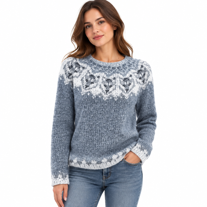 Jersey de punto de cuello redondo y corte holgado para mujer