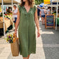 🌿✨ ¡50 % de descuento! Vestido largo informal y vaporoso con cuello en V y volantes: veraniego, ligero y versátil, ideal para el tiempo libre y las vacaciones