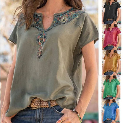 Women's V-neck Fashion Short Sleeve T-Shirt