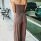 🔥2023 Hot Sale 49%-OFF🔥Off Shoulder Solid Color Smocked Jumpsuit